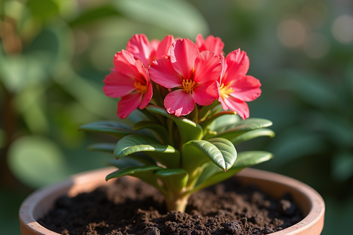 Nerium oleander sec et mal en point dans un pot de terre